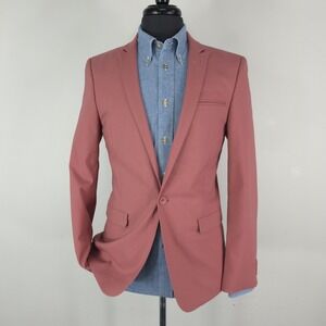 ASOS Blazer Mens 38 Pink One Button Stretch Diner Formal Wedding Jacket